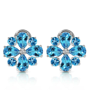 Royal Crest Blue Topaz French Clip Earrings