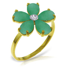 Gilded Petal Emerald Ring