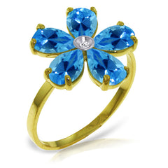 Gilded Petal Blue Topaz Ring