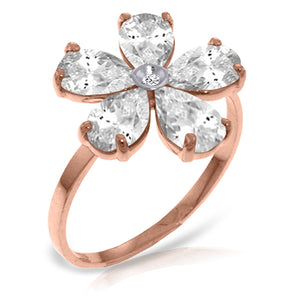 Gilded Petal White Topaz Ring