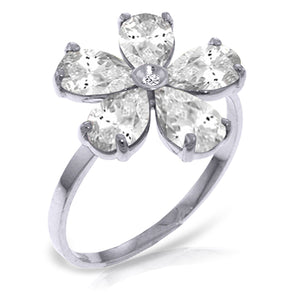 Gilded Petal White Topaz Ring