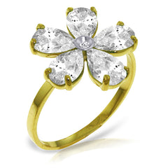 Gilded Petal White Topaz Ring