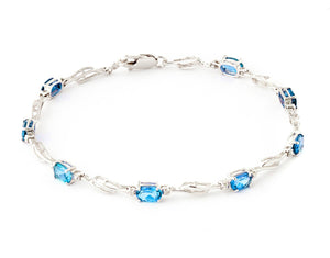 Shimmering Array Blue Topaz And Diamond Bracelet