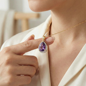 Hidden Light Purple Amethyst & Diamond Necklace