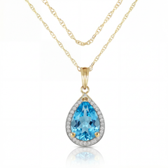 Hidden Light Blue Topaz & Diamond Necklace