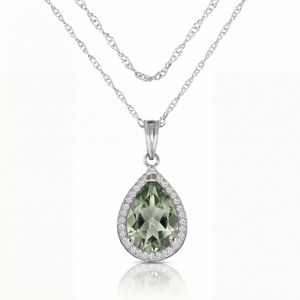 Hidden Light Green Amethyst & Diamond Necklace
