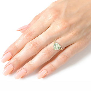 Lovers Heart Green Amethyst Ring