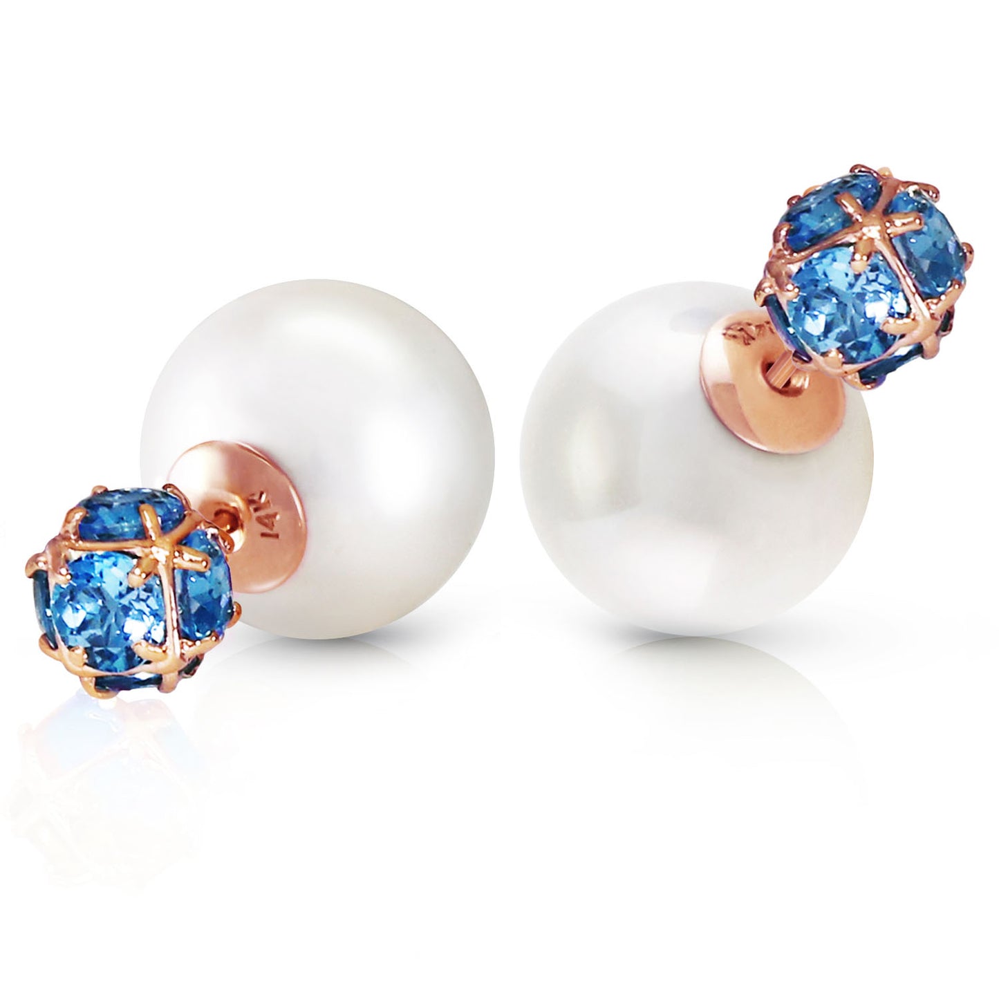 Regal Crown Blue Topaz & Pearl Earrings