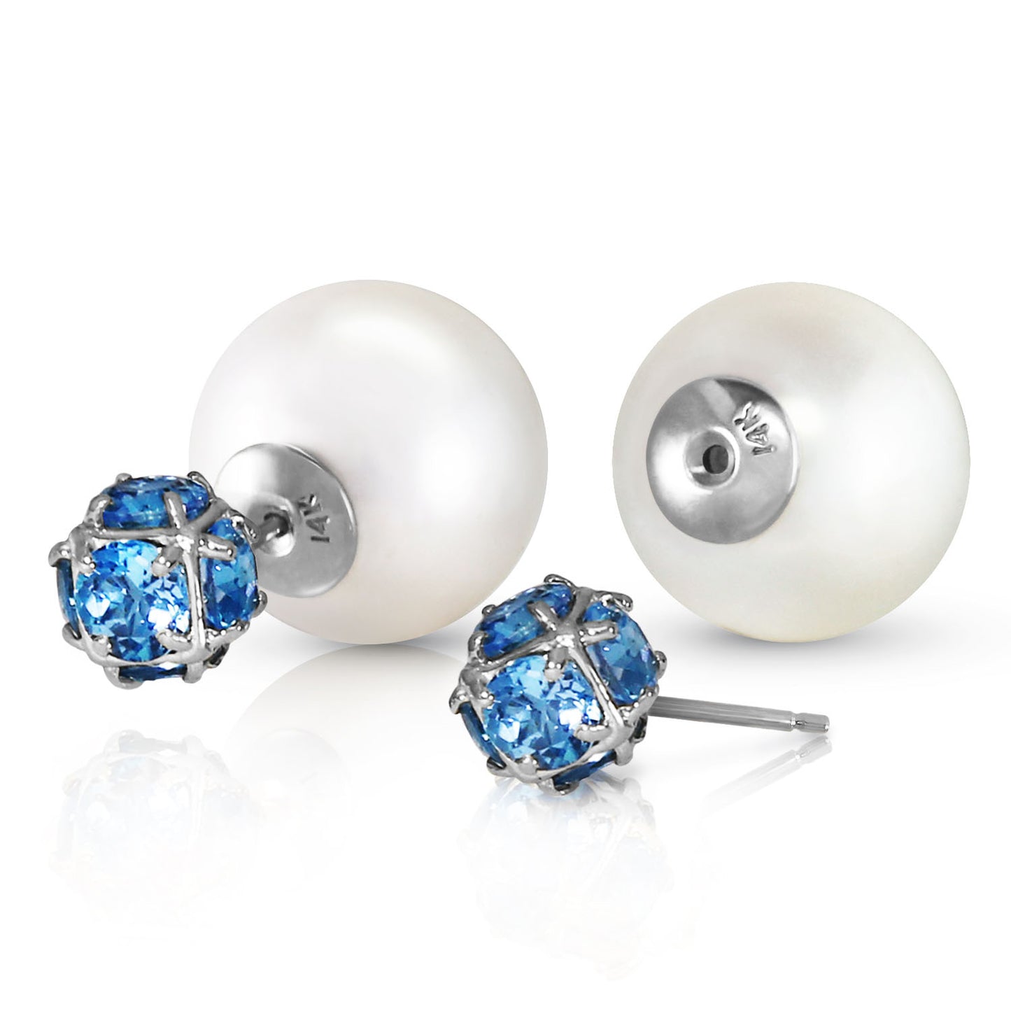 Regal Crown Blue Topaz & Pearl Earrings