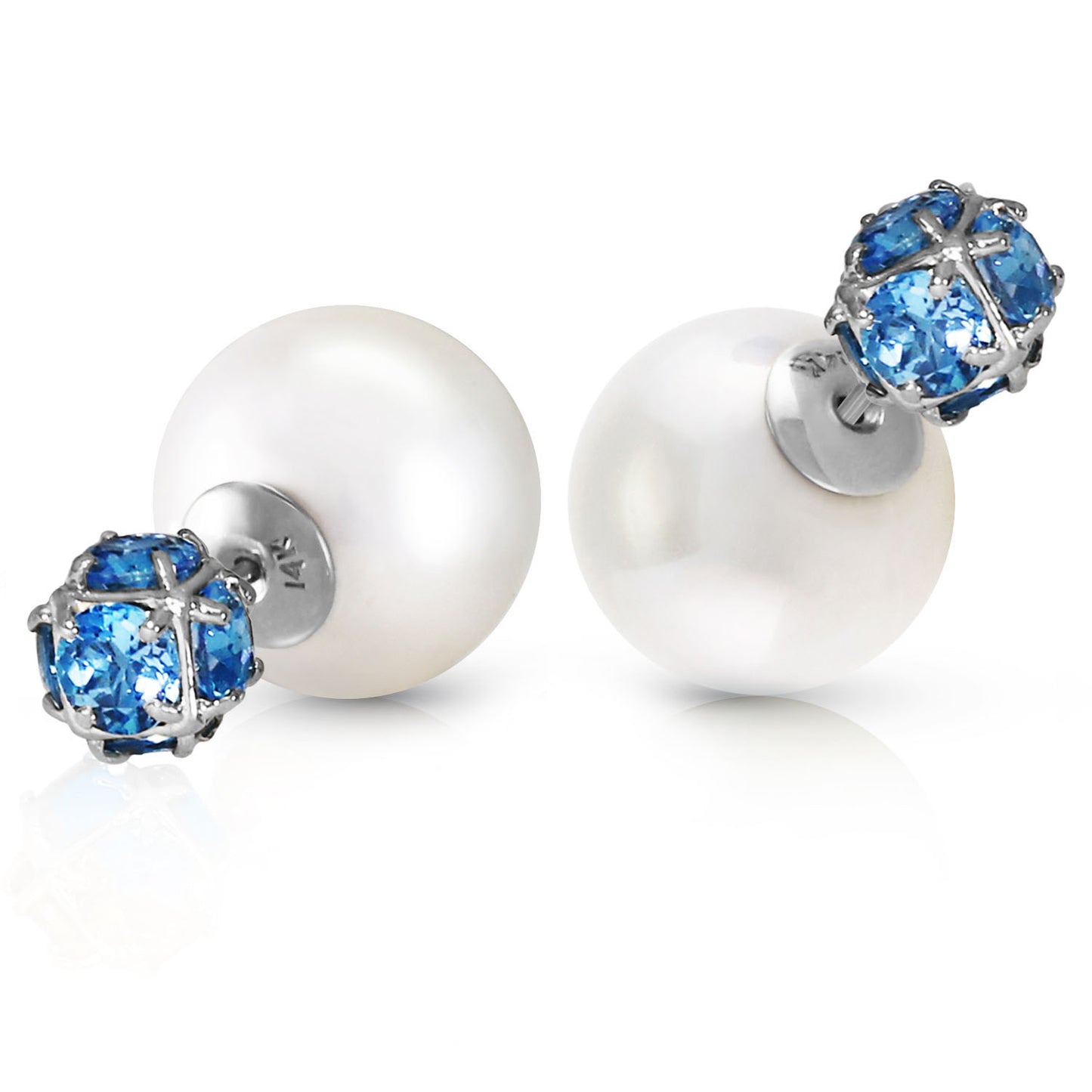 Regal Crown Blue Topaz & Pearl Earrings