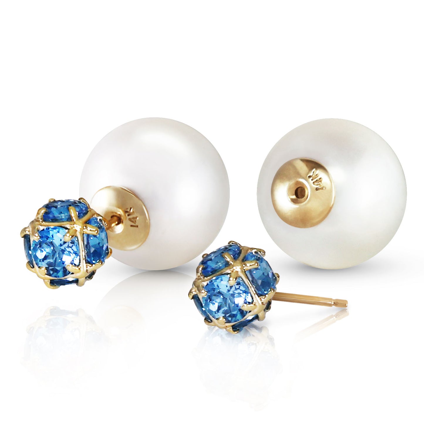 Regal Crown Blue Topaz & Pearl Earrings