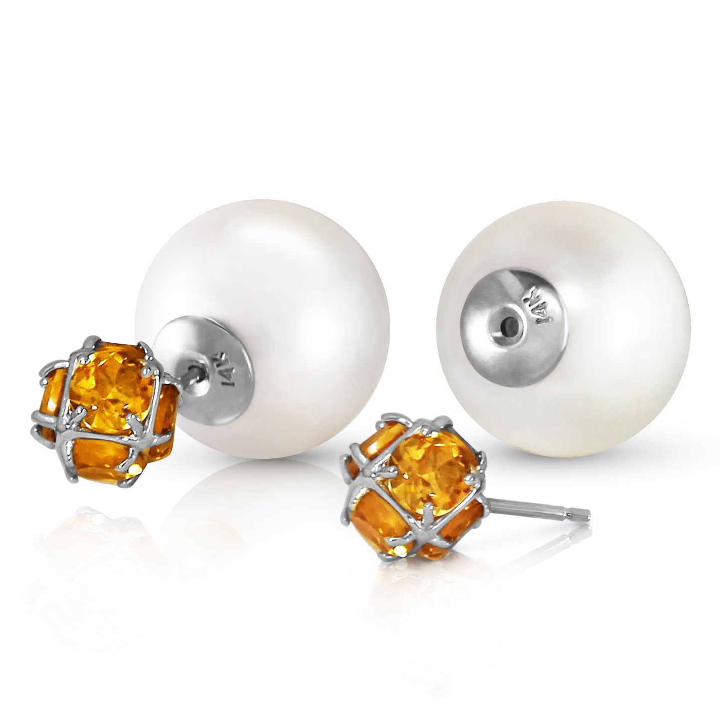 Regal Crown Citrine & Pearl Earrings