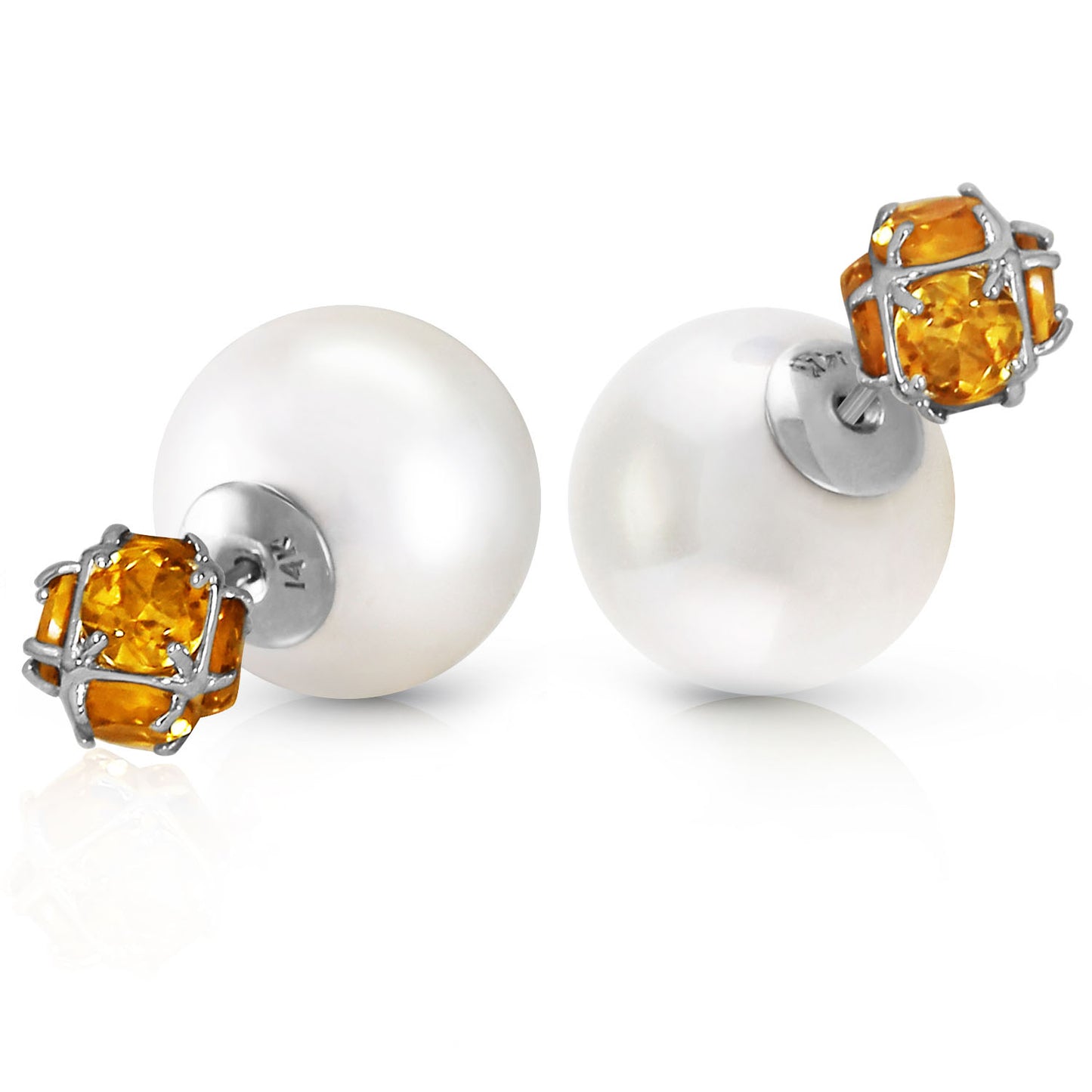 Regal Crown Citrine & Pearl Earrings