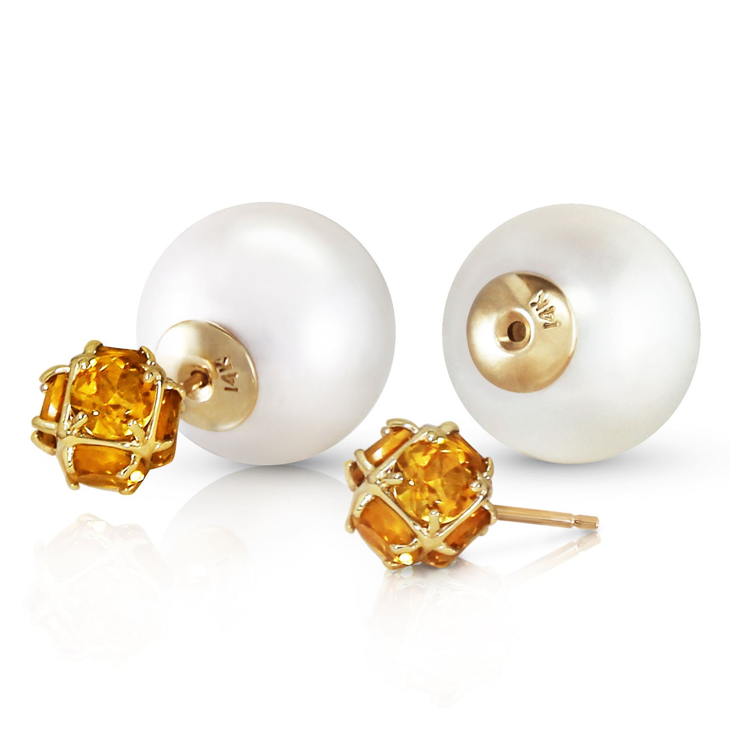 Regal Crown Citrine & Pearl Earrings