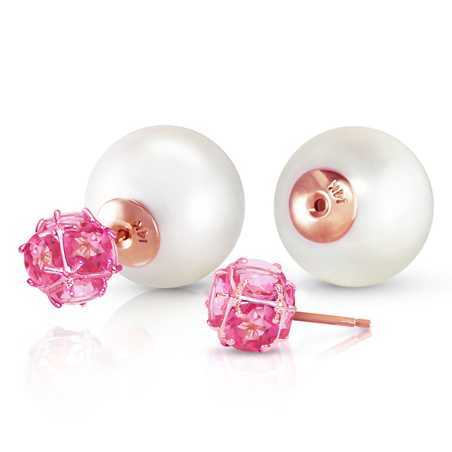 Regal Crown Pink Topaz & Pearl Earrings
