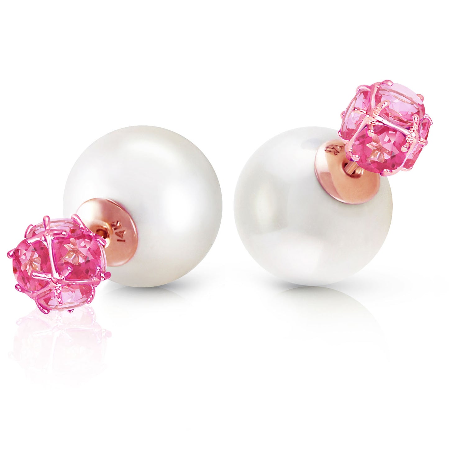 Regal Crown Pink Topaz & Pearl Earrings