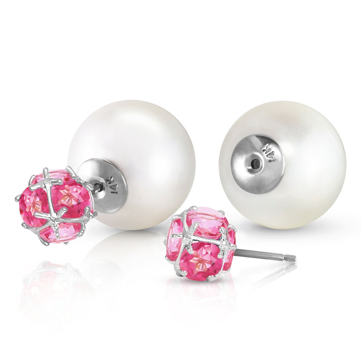 Regal Crown Pink Topaz & Pearl Earrings