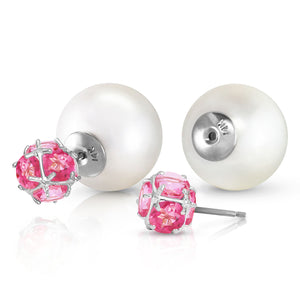 Regal Crown Pink Topaz & Pearl Earrings