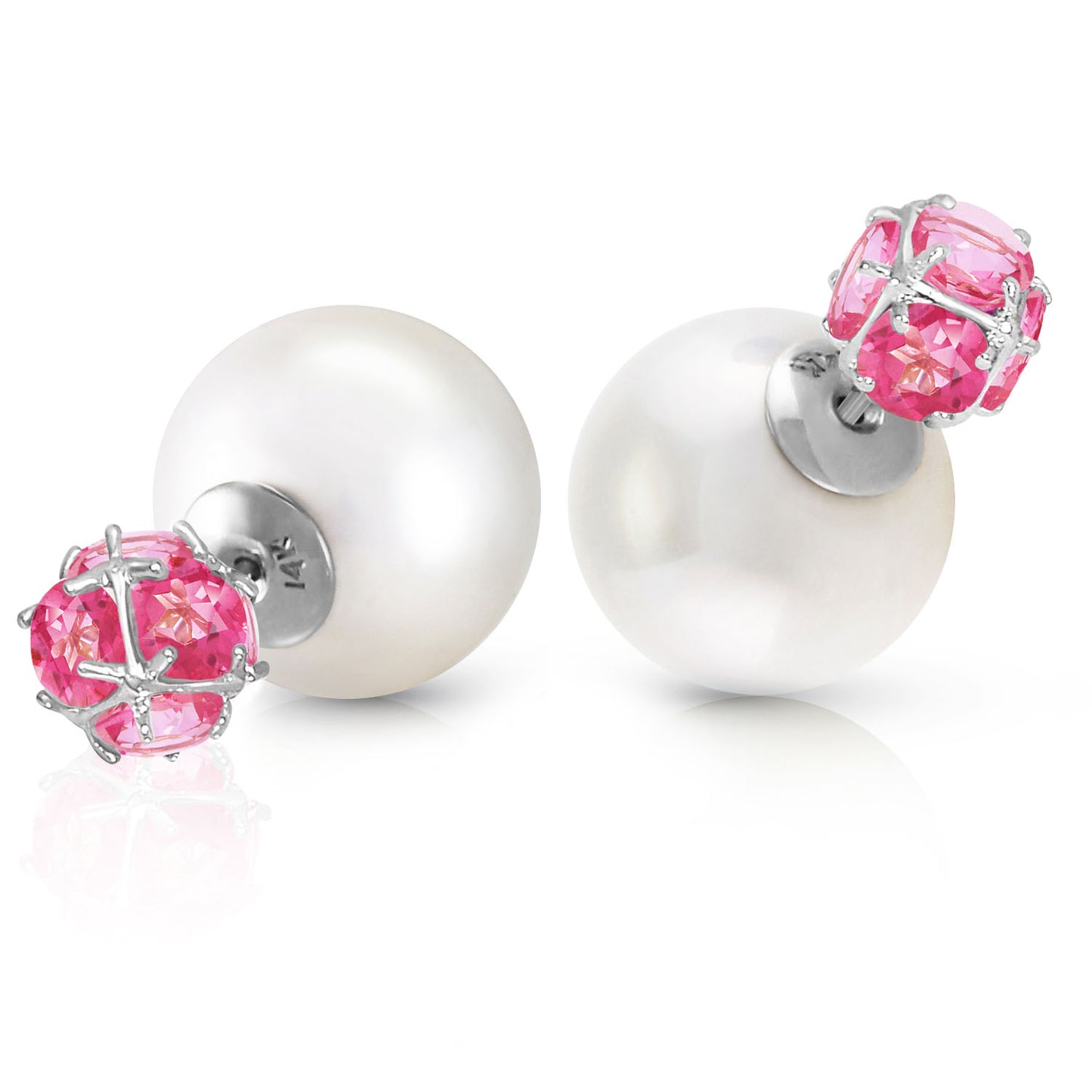 Regal Crown Pink Topaz & Pearl Earrings