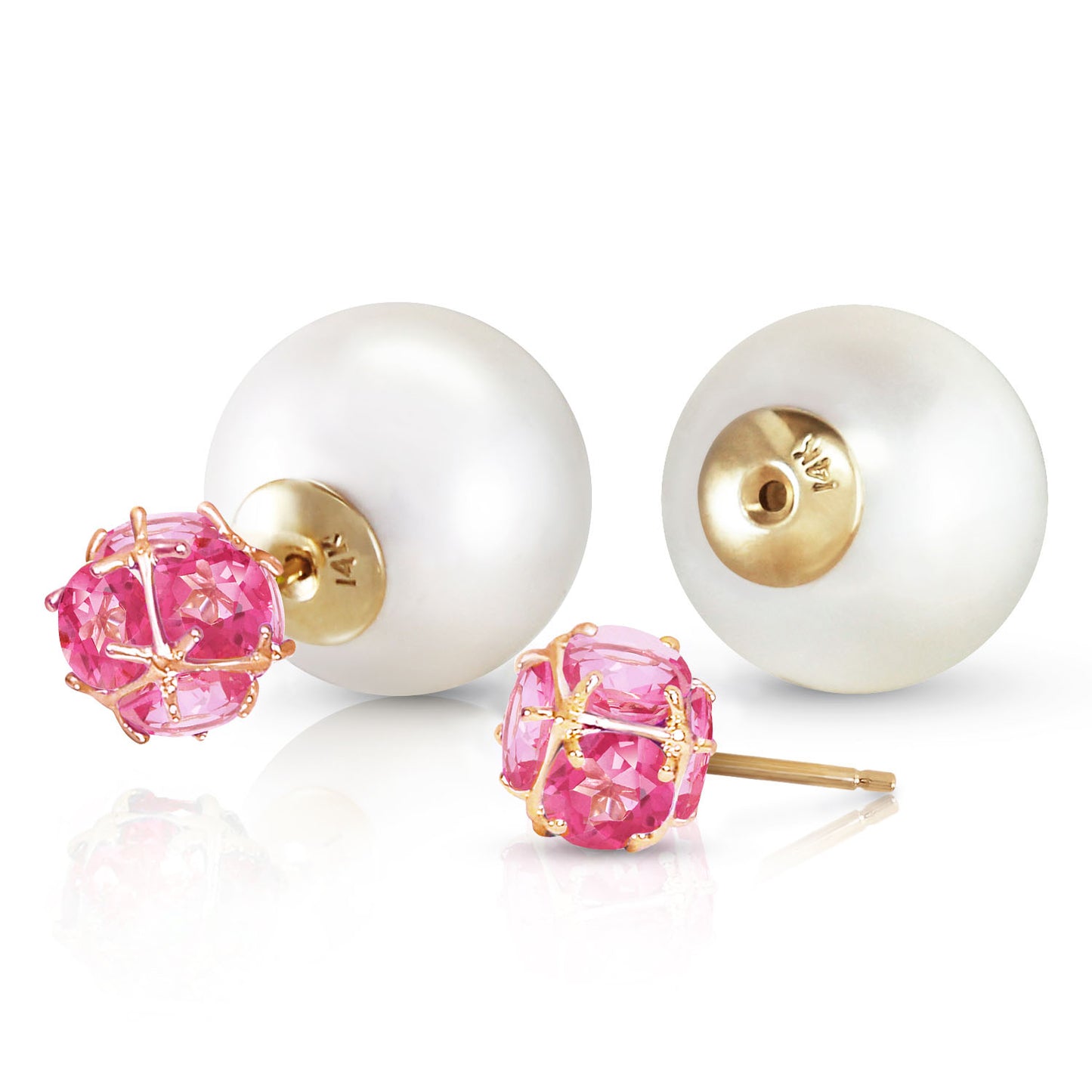 Regal Crown Pink Topaz & Pearl Earrings