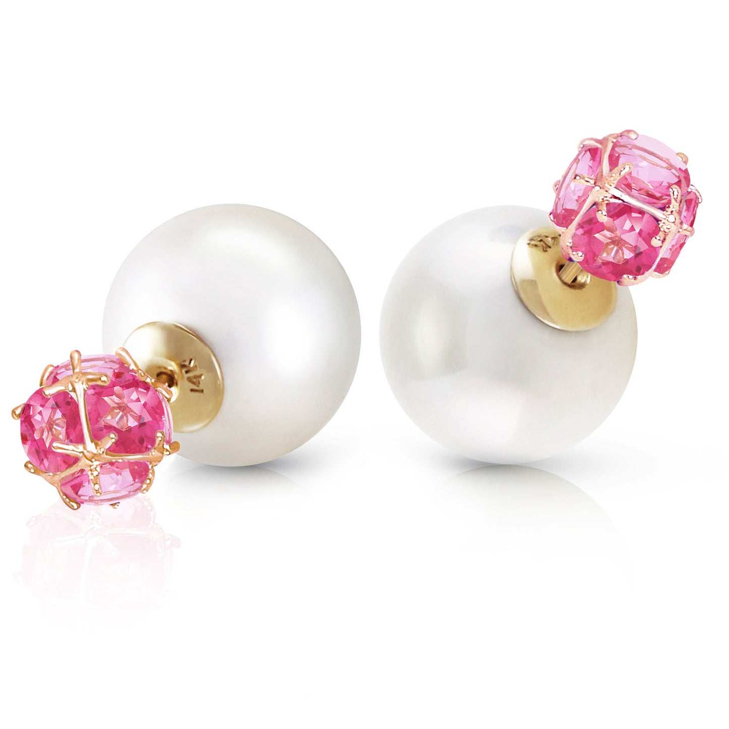 Regal Crown Pink Topaz & Pearl Earrings