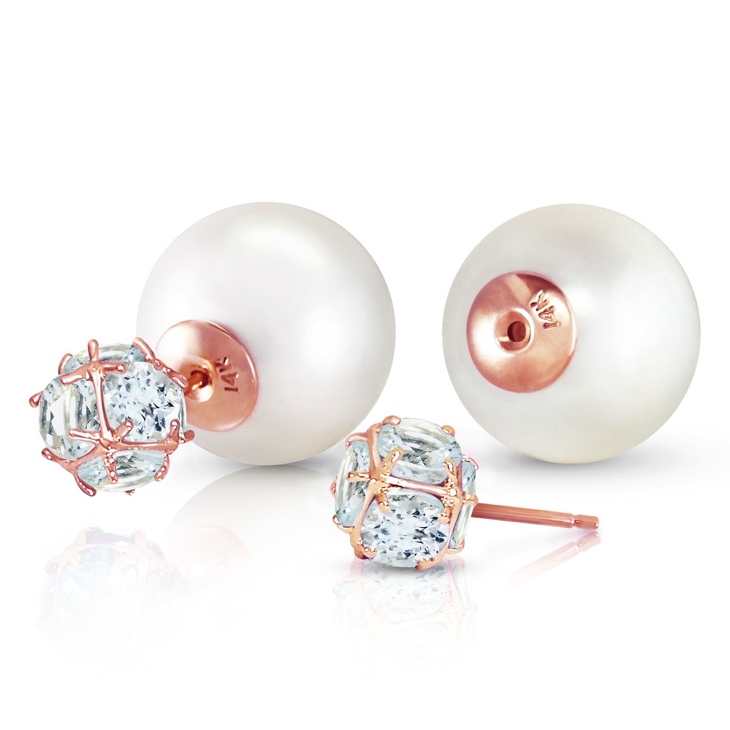 Regal Crown Aquamarine & Pearl Earrings