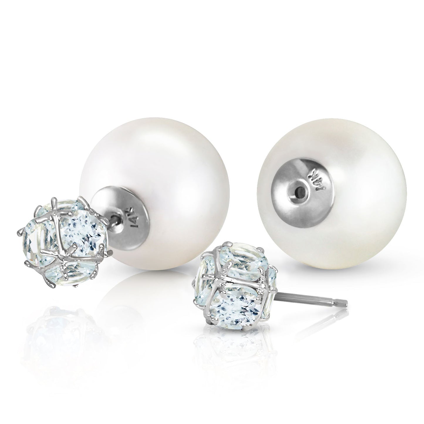 Regal Crown Aquamarine & Pearl Earrings