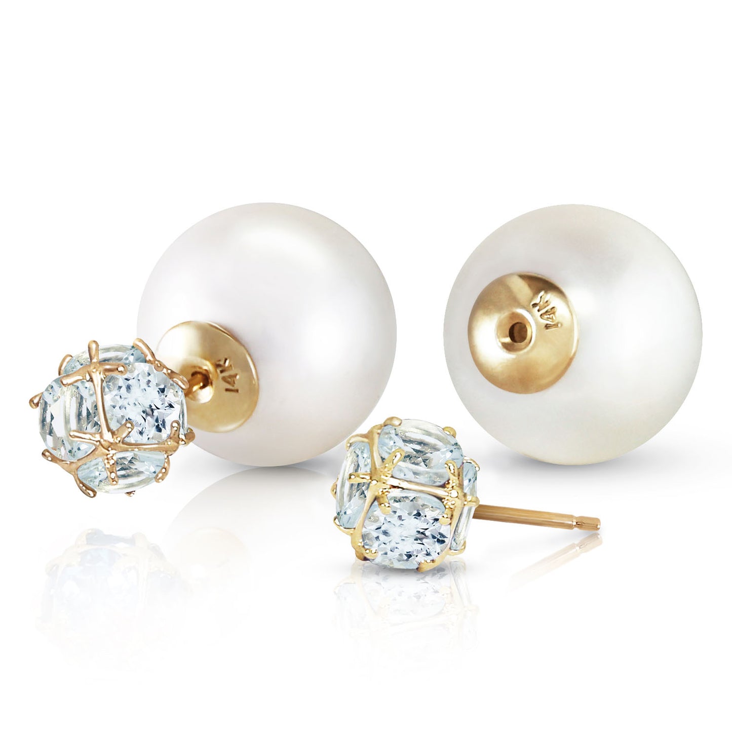 Regal Crown Aquamarine & Pearl Earrings