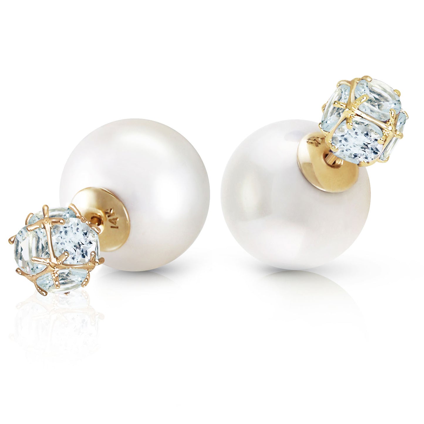 Regal Crown Aquamarine & Pearl Earrings