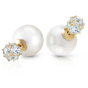 Regal Crown Aquamarine & Pearl Earrings