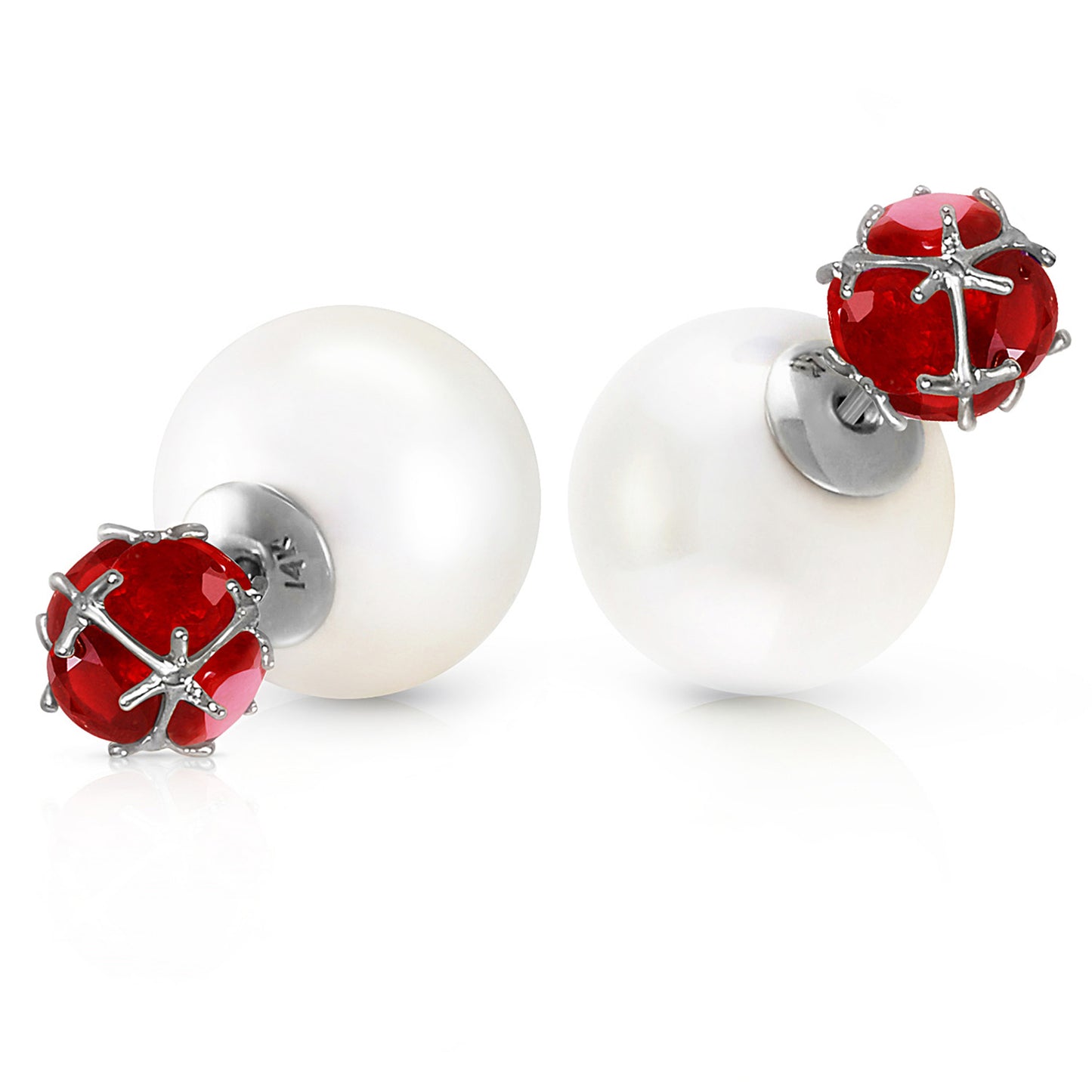Regal Crown Ruby & Pearl Earrings
