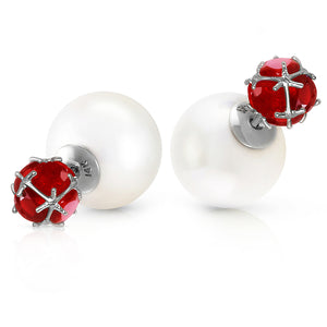 Regal Crown Ruby & Pearl Earrings