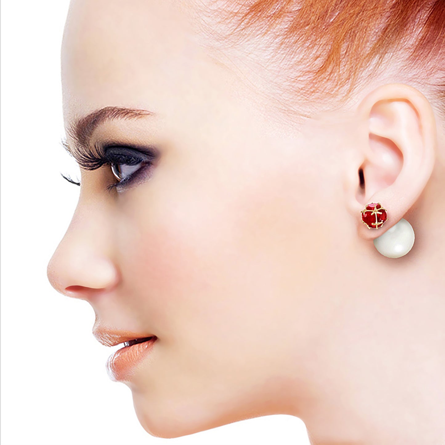 Regal Crown Ruby & Pearl Earrings