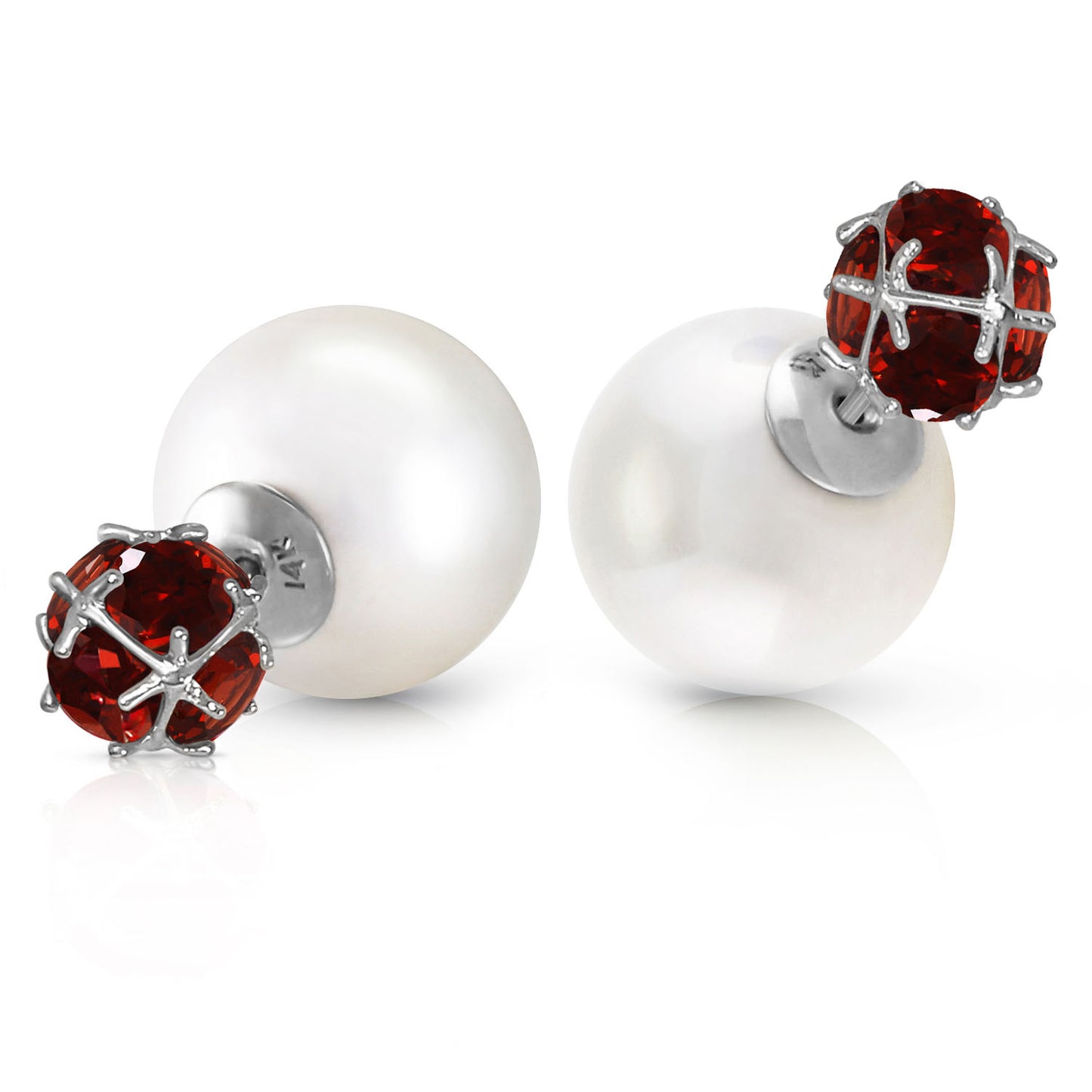 Regal Crown Garnet & Pearl Earrings