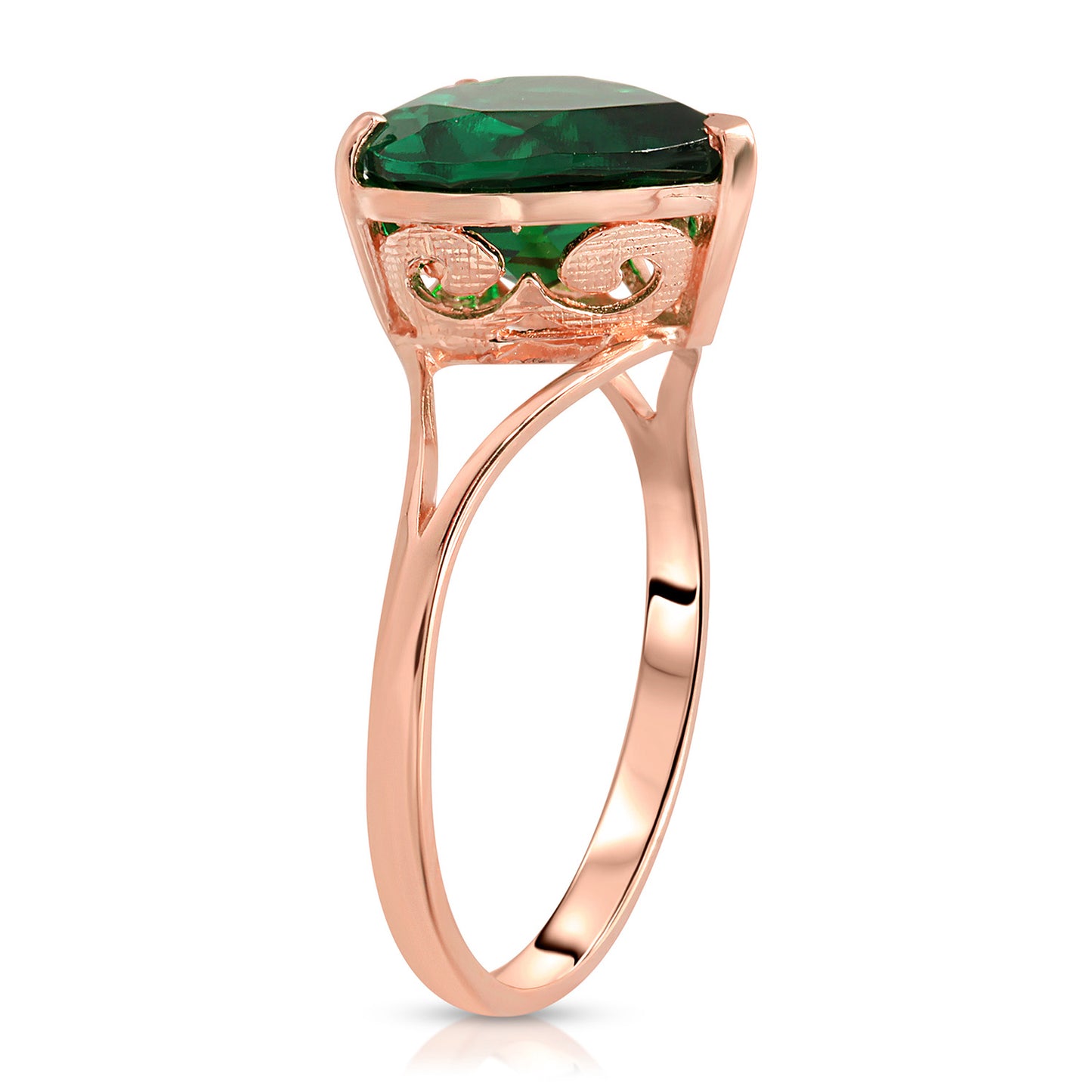 Lovers Heart Emerald Ring