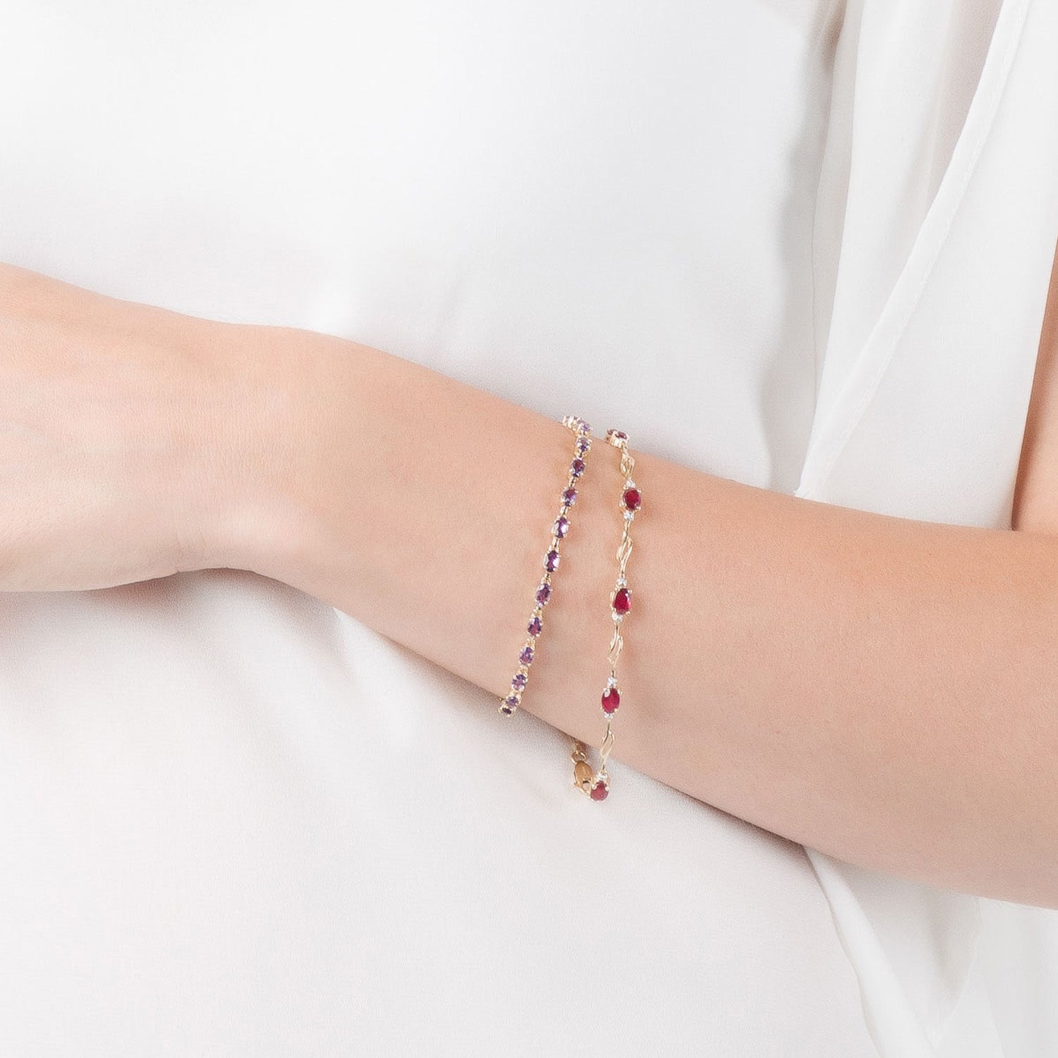 Shimmering Array Ruby and Diamond Bracelet