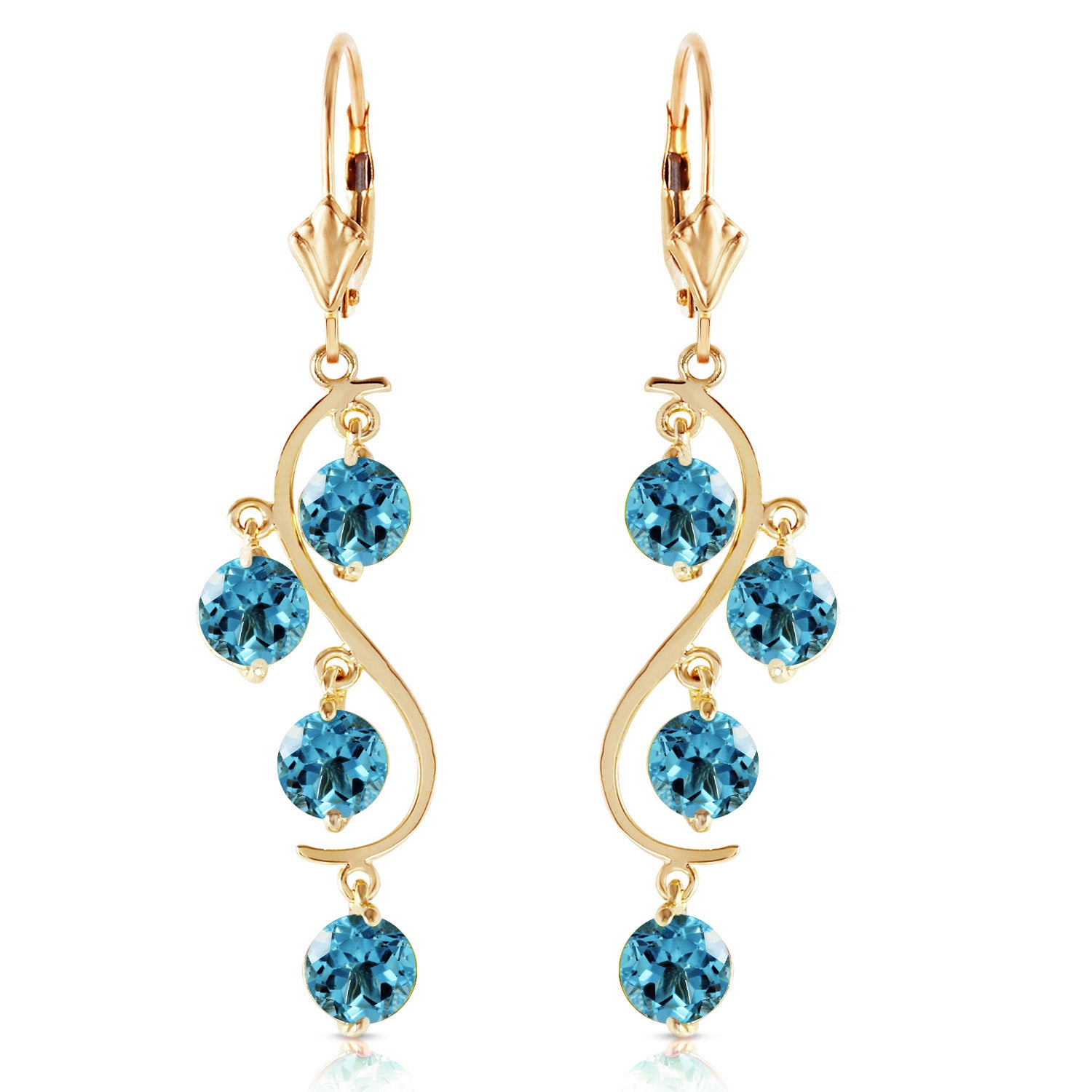 Radiant Drops Blue Topaz Leverback Earrings