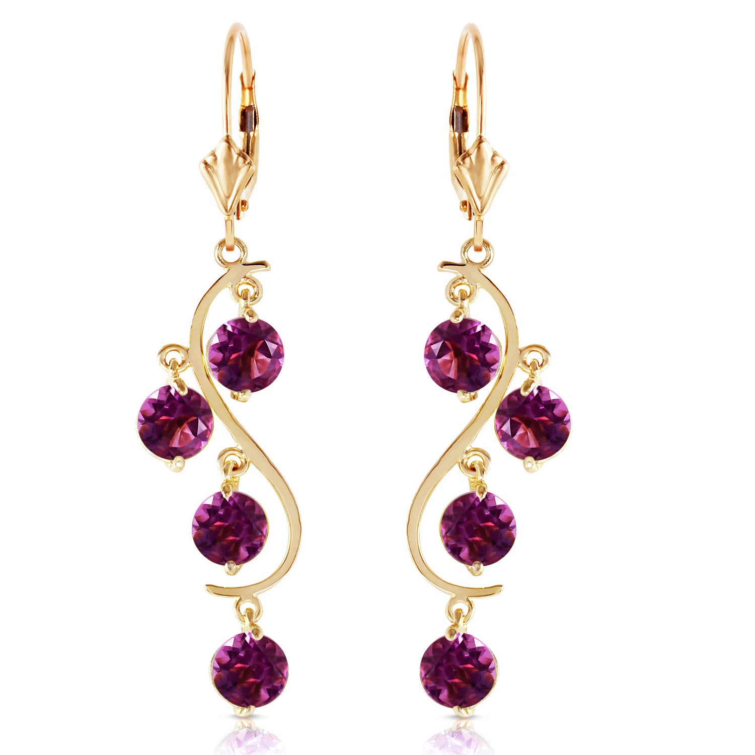 Radiant Drops Amethyst Leverback Earrings