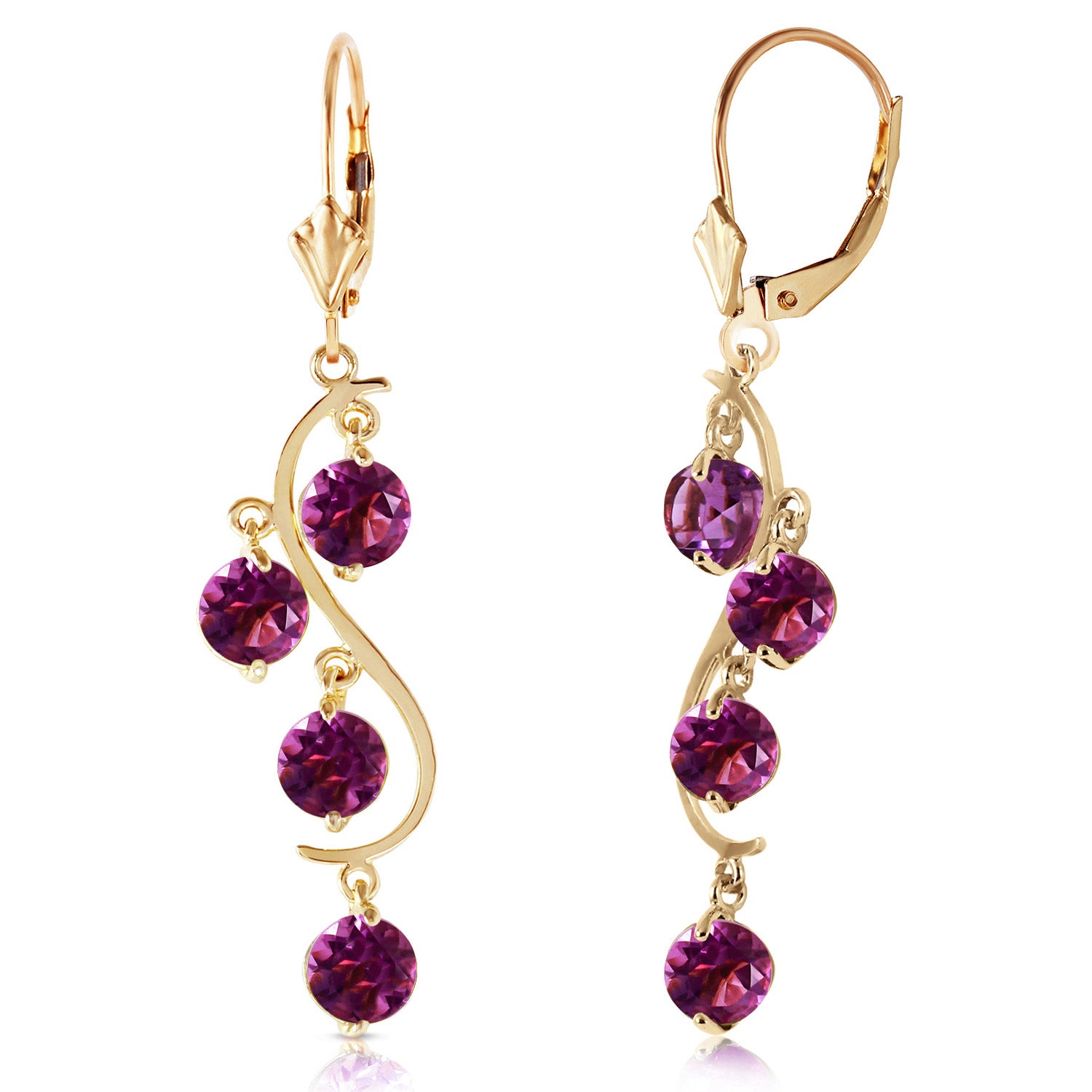 Radiant Drops Amethyst Leverback Earrings