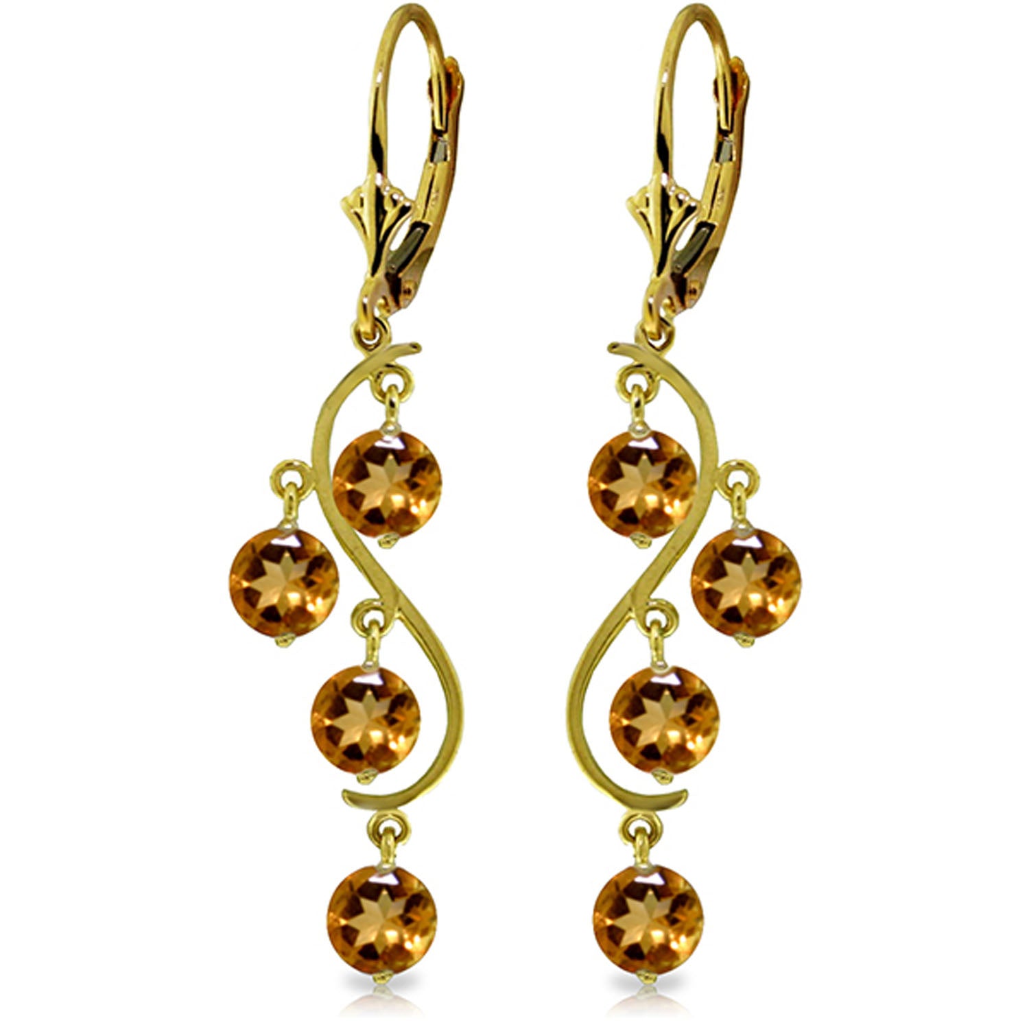 Radiant Drops Citrine Leverback Earrings