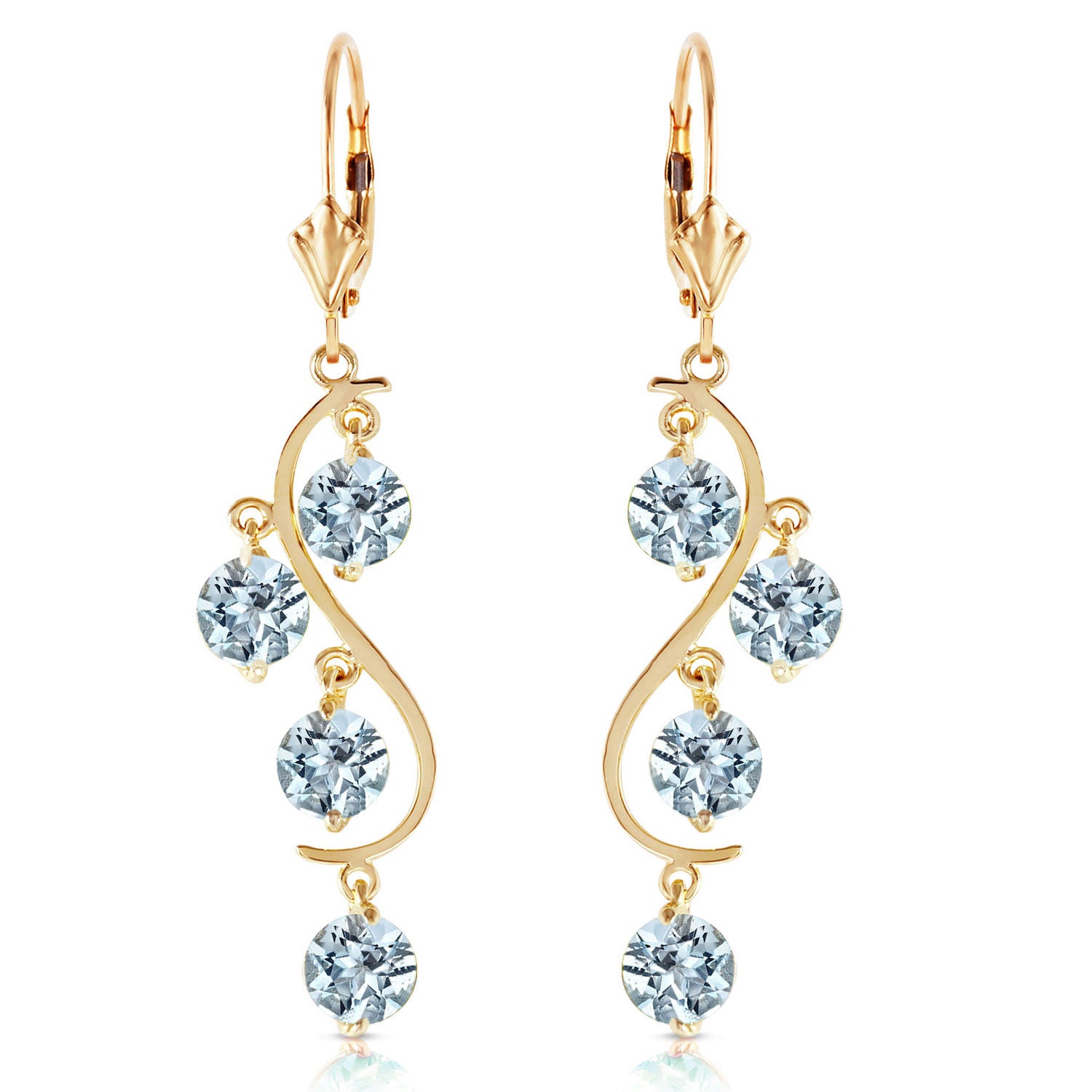 Radiant Drops Aquamarine Leverback Earrings