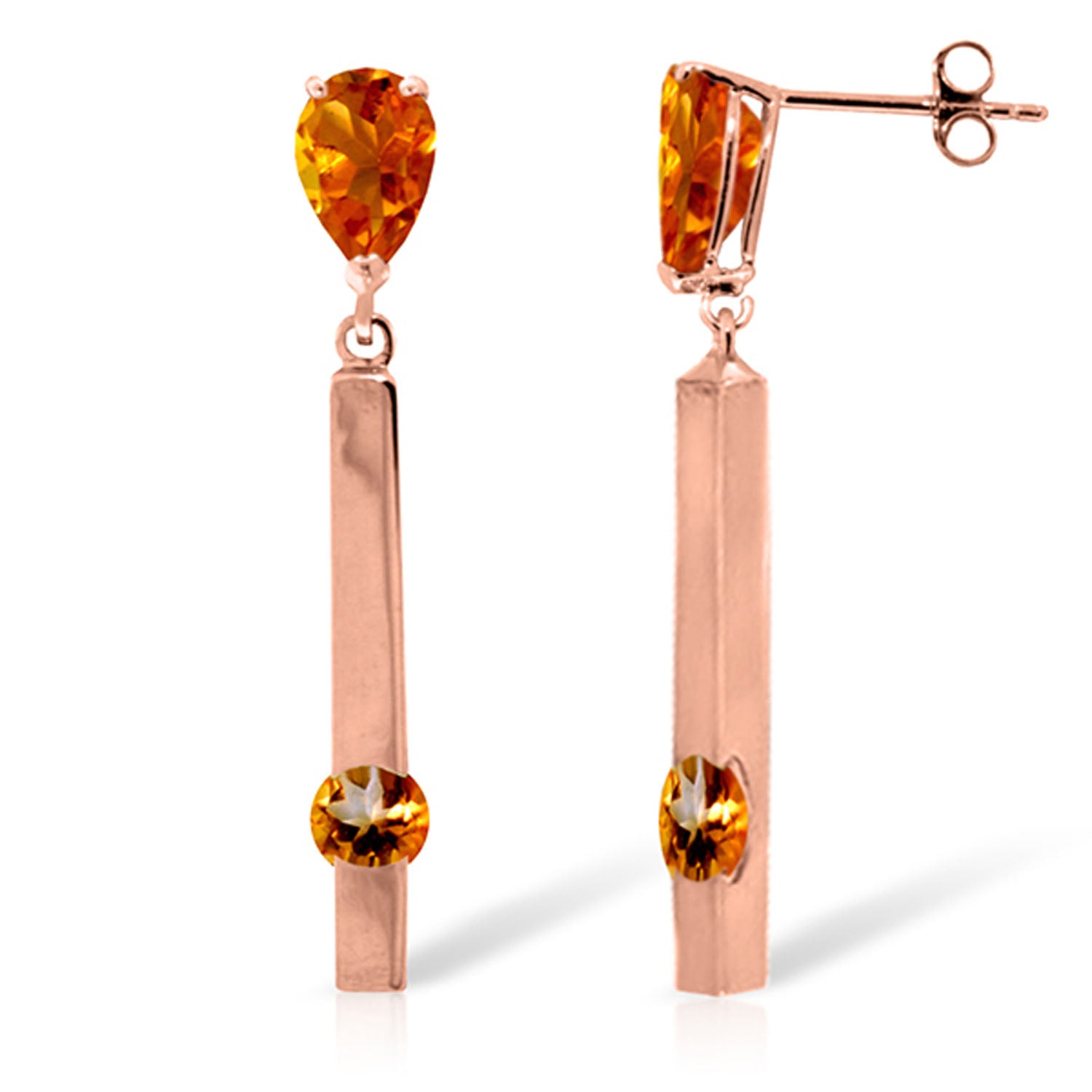Sunset Glow Citrine Push Back Earrings