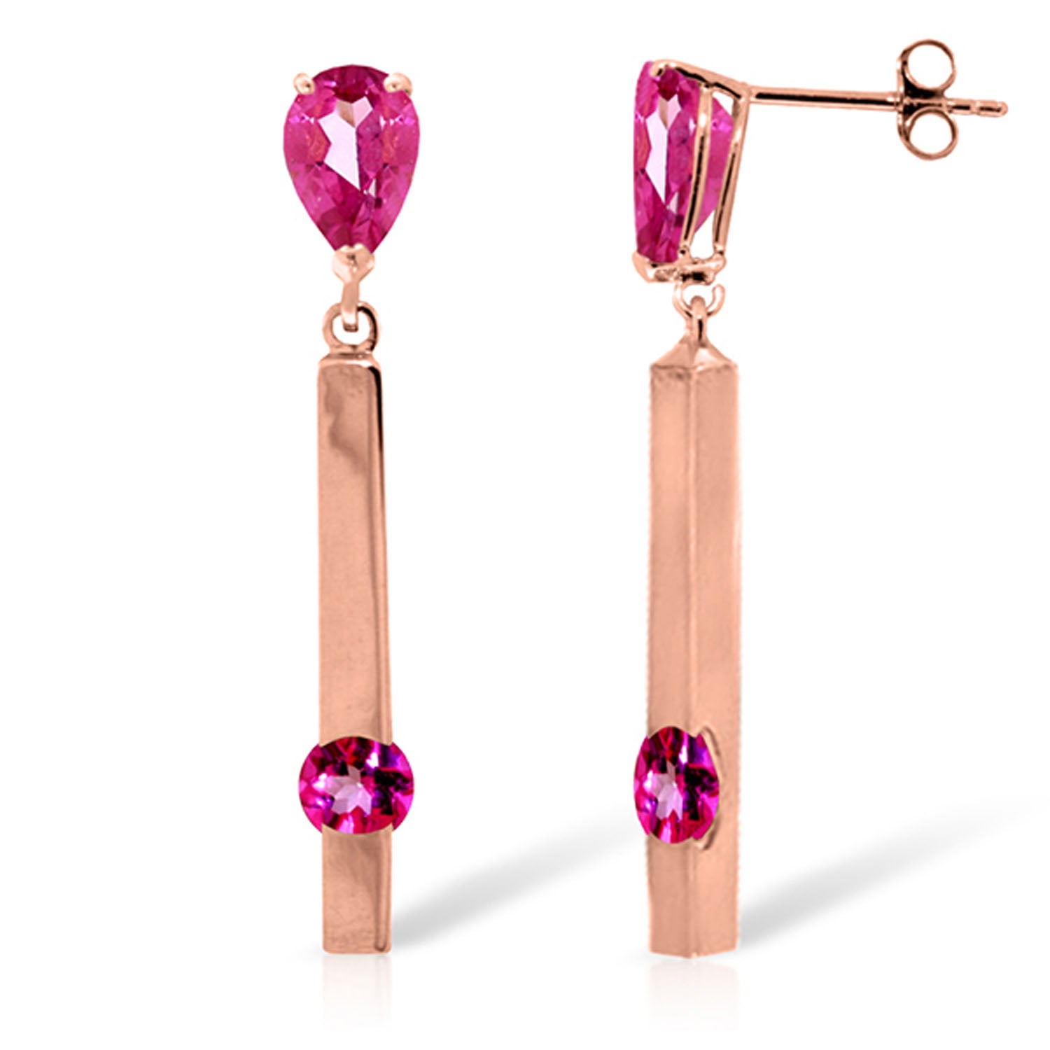 Sunset Glow Pink Topaz Push Back Earrings