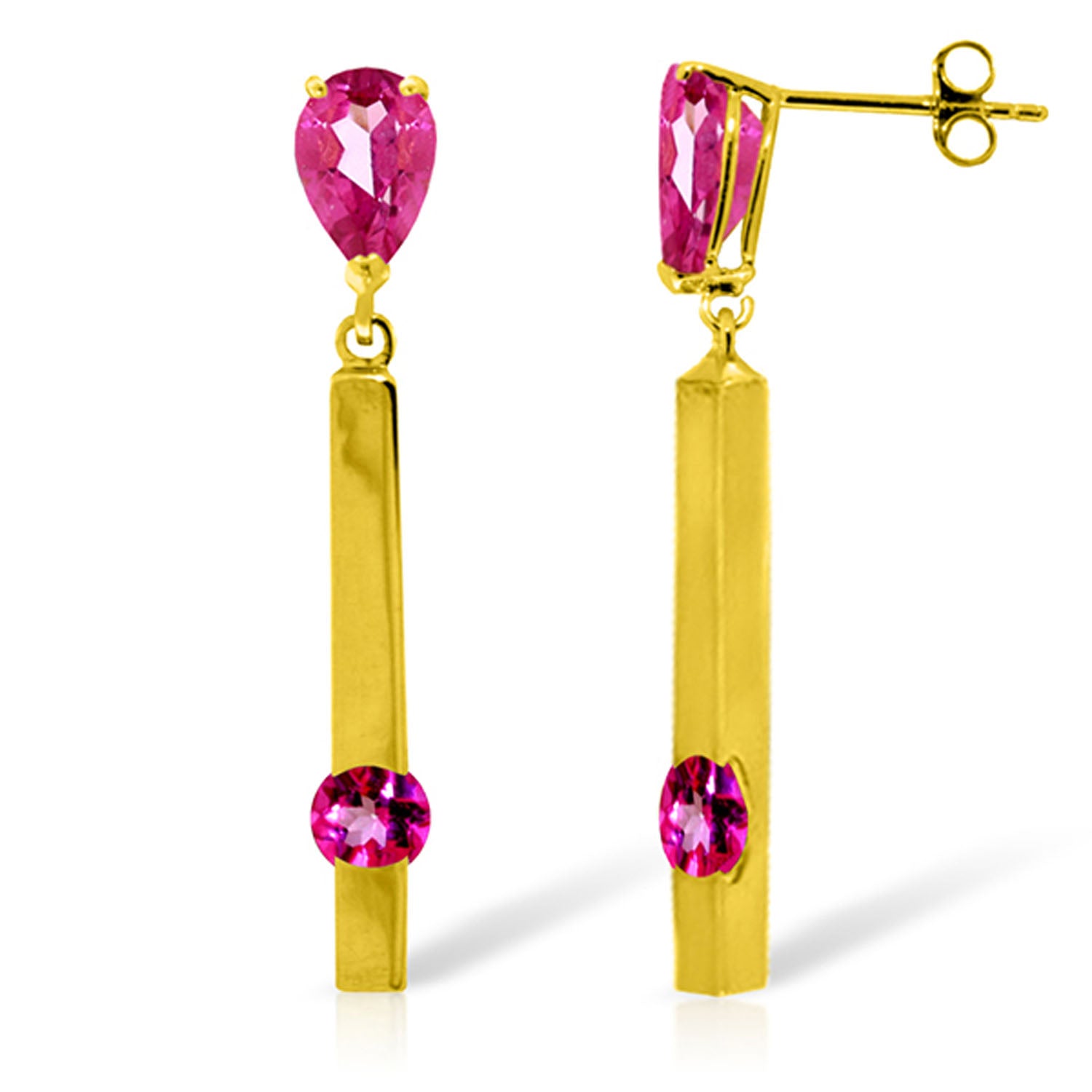Sunset Glow Pink Topaz Push Back Earrings