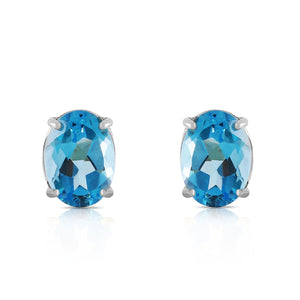 Tranquil Moon Blue Topaz Stud Earrings