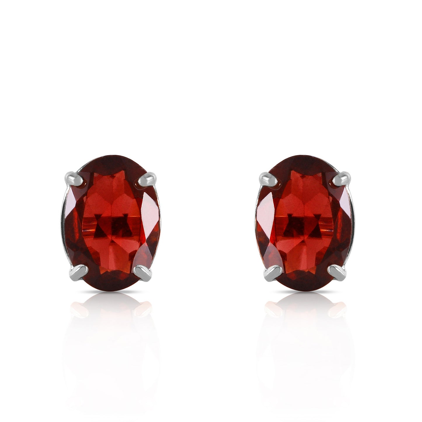 Sleek Oval Garnet Earrings