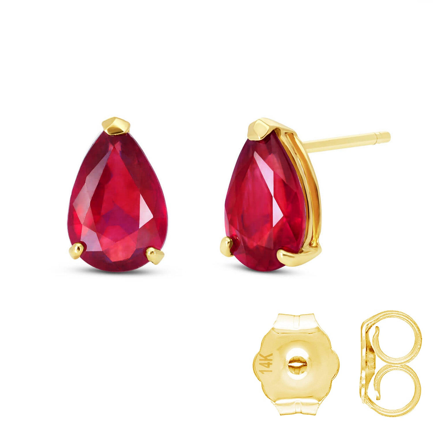 Gleaming Pear Ruby Earrings
