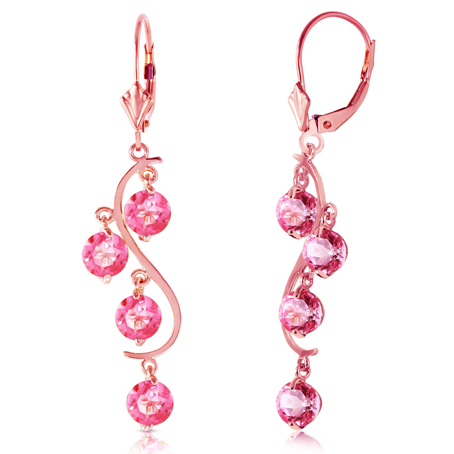 Radiant Drops Pink Topaz Leverback Earrings