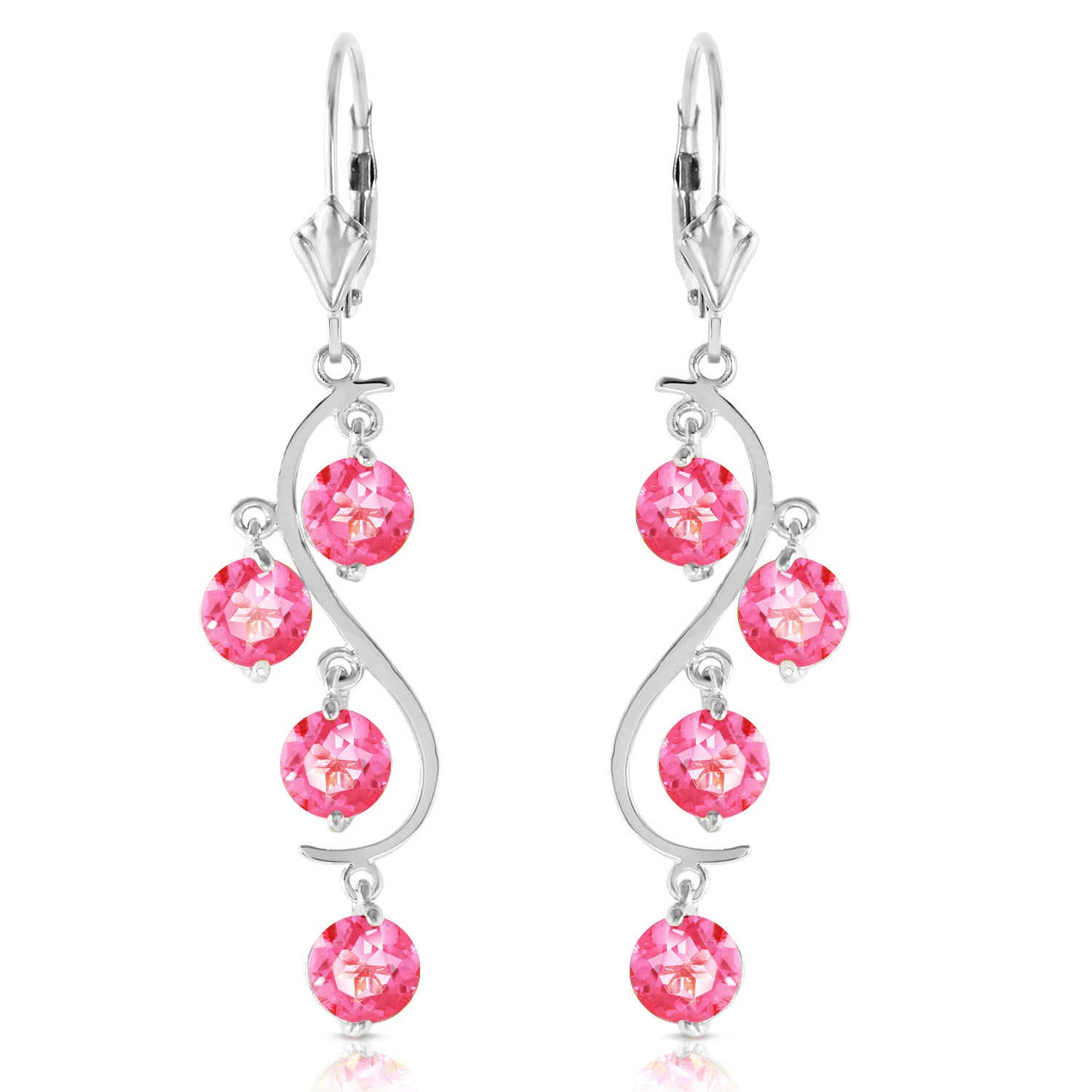 Radiant Drops Pink Topaz Leverback Earrings
