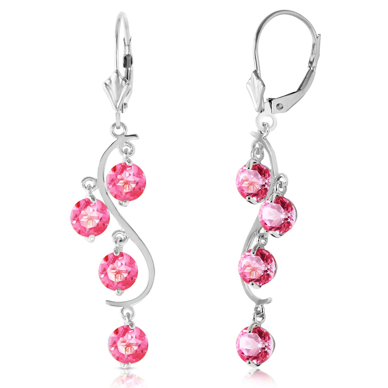 Radiant Drops Pink Topaz Leverback Earrings